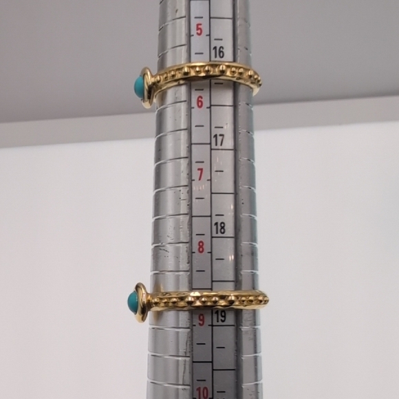 Etrusca Italian 925 Silver Gold Turquoise Cabochon Ring - Quiet Luxury 6.5 8.5 - Picture 6 of 7